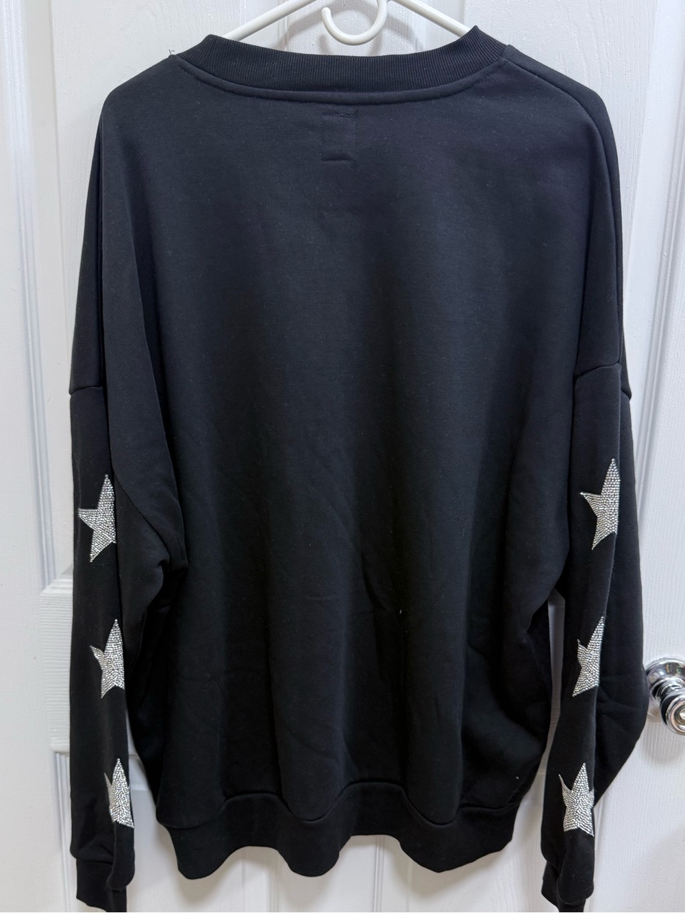 NWT Philadelphia Eagles Oversized Black Rhinestone Star Sleeve Oversized Pullove - Picture 7 of 8